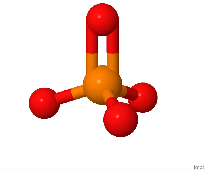 The structure of a lone phosphate molecule.